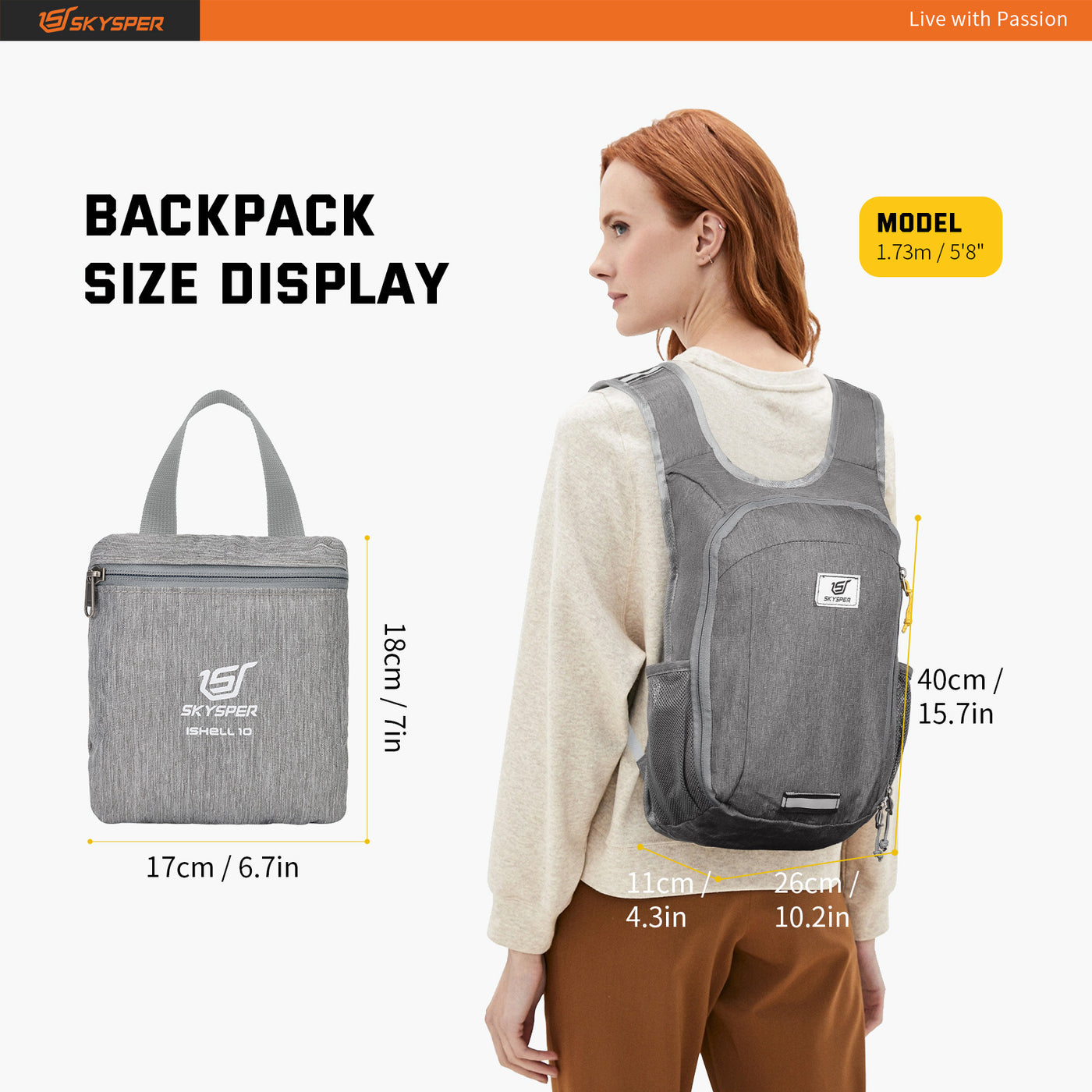 ISHELL10 - SKYSPER 10L Lightweight Packable Backpack