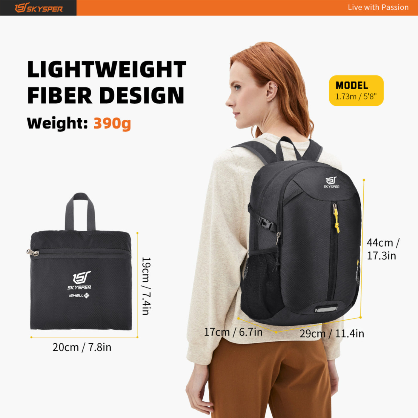 ISHELL20 - SKYSPER 20L Lightweight Packable Backpack