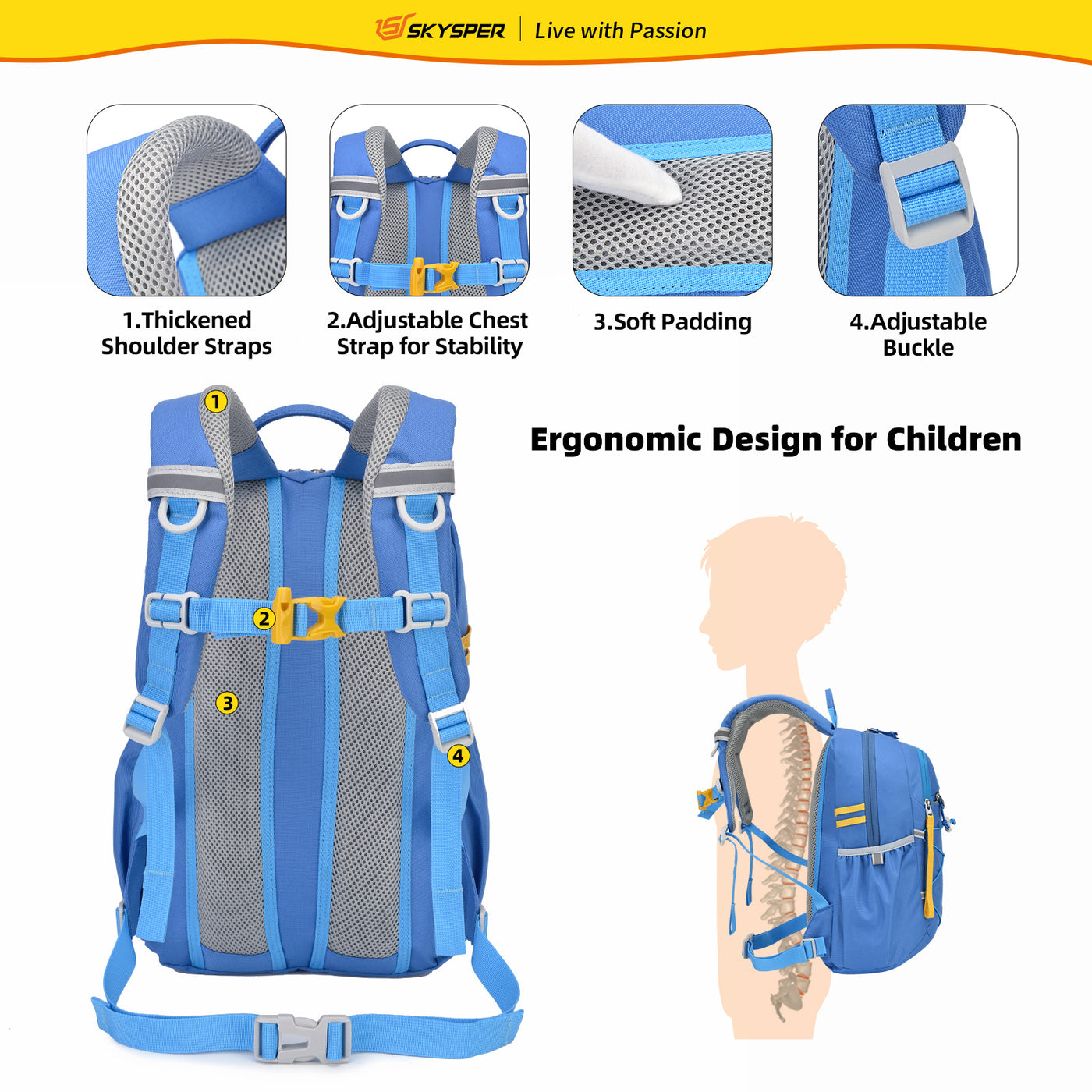 KIDS12 - SKYSPER 16-inch Toddler Kids Backpack for 4 - 8 Years old