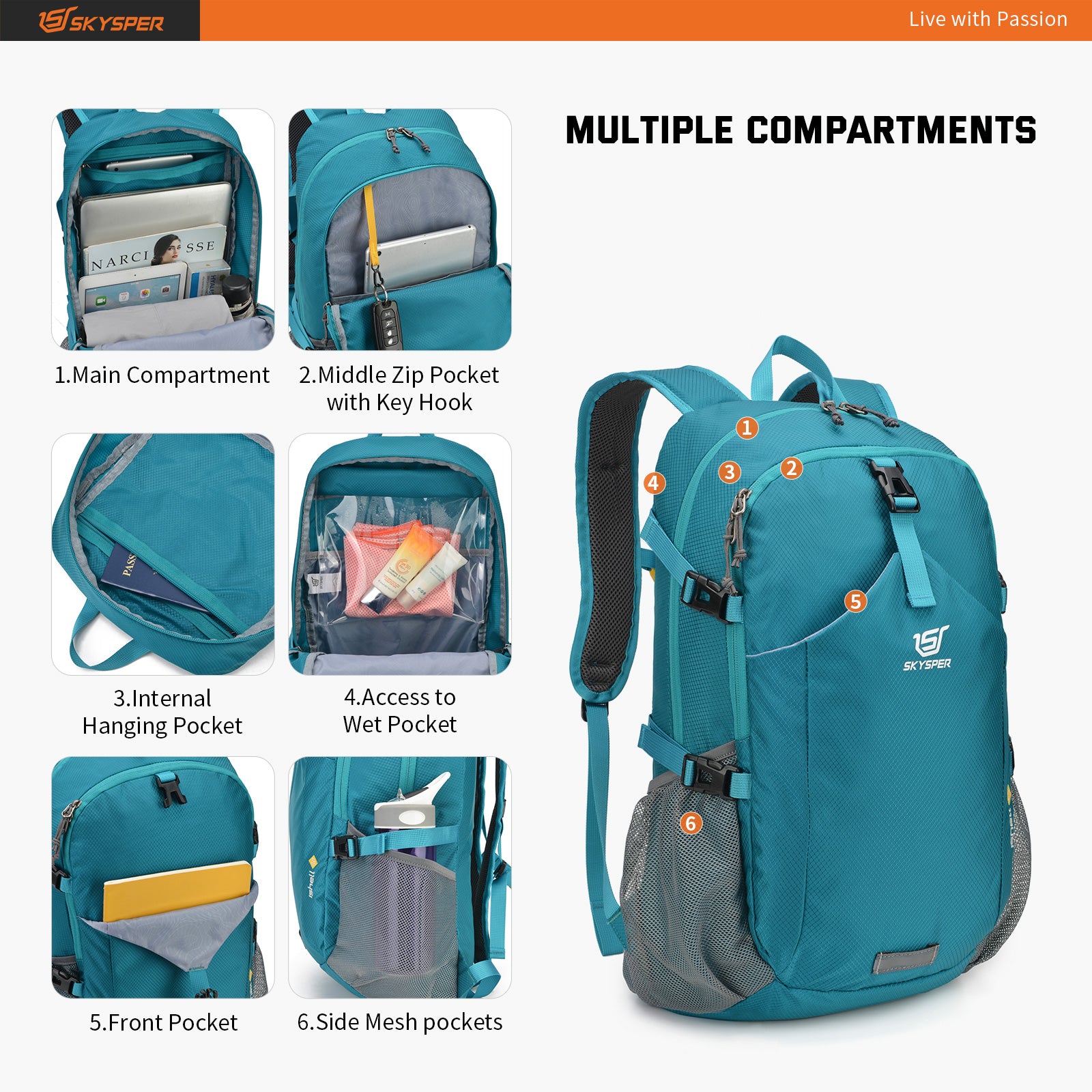 SKYSPER Mochila de senderismo 40L Mochila impermeable para acampar Mochila  ligera para senderismo, mochila de viaje para hombres y mujeres : Precio  Guatemala