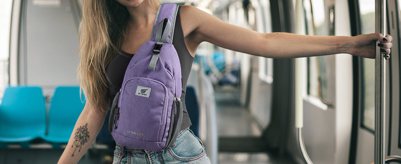SKYSPER Sling Bag Anti-Diefstal Crossbody Tas RFID Reizen Cross Body Schouder Sling Rugzak, Donkerblauw, 14.2 inches SKYSPER Sling Bag Anti-Diefstal Crossbody Tas RFID Reizen Cross Body Schouder Sling Rugzak, Donkerblauw, 14.2 inches