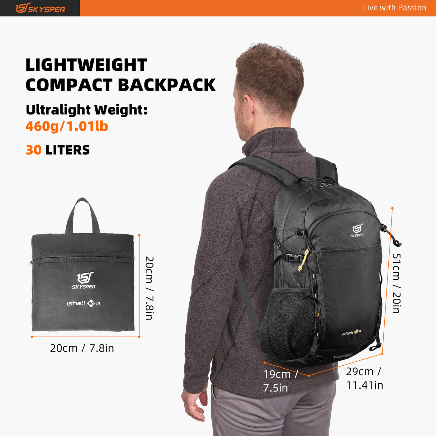 ISHELL30-III - SKYSPER 30L Lightweight Packable Backpack