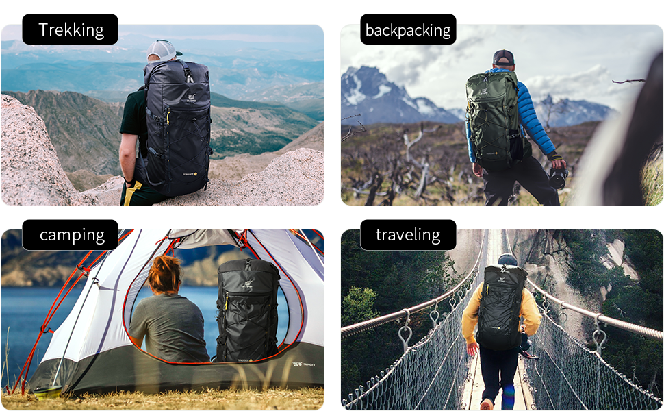 TENGGER50 - SKYSPER 50L + 10L Backpacking Backpack with Rolling Top & Waterproof Rain Cover