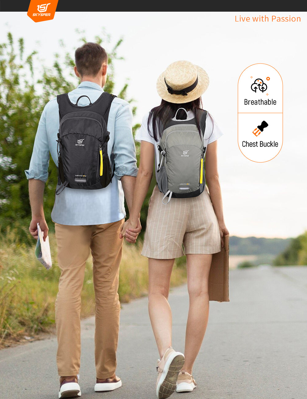 Small Walking Daypack ETRONIK Hiking Backpack For Women Men, 15L