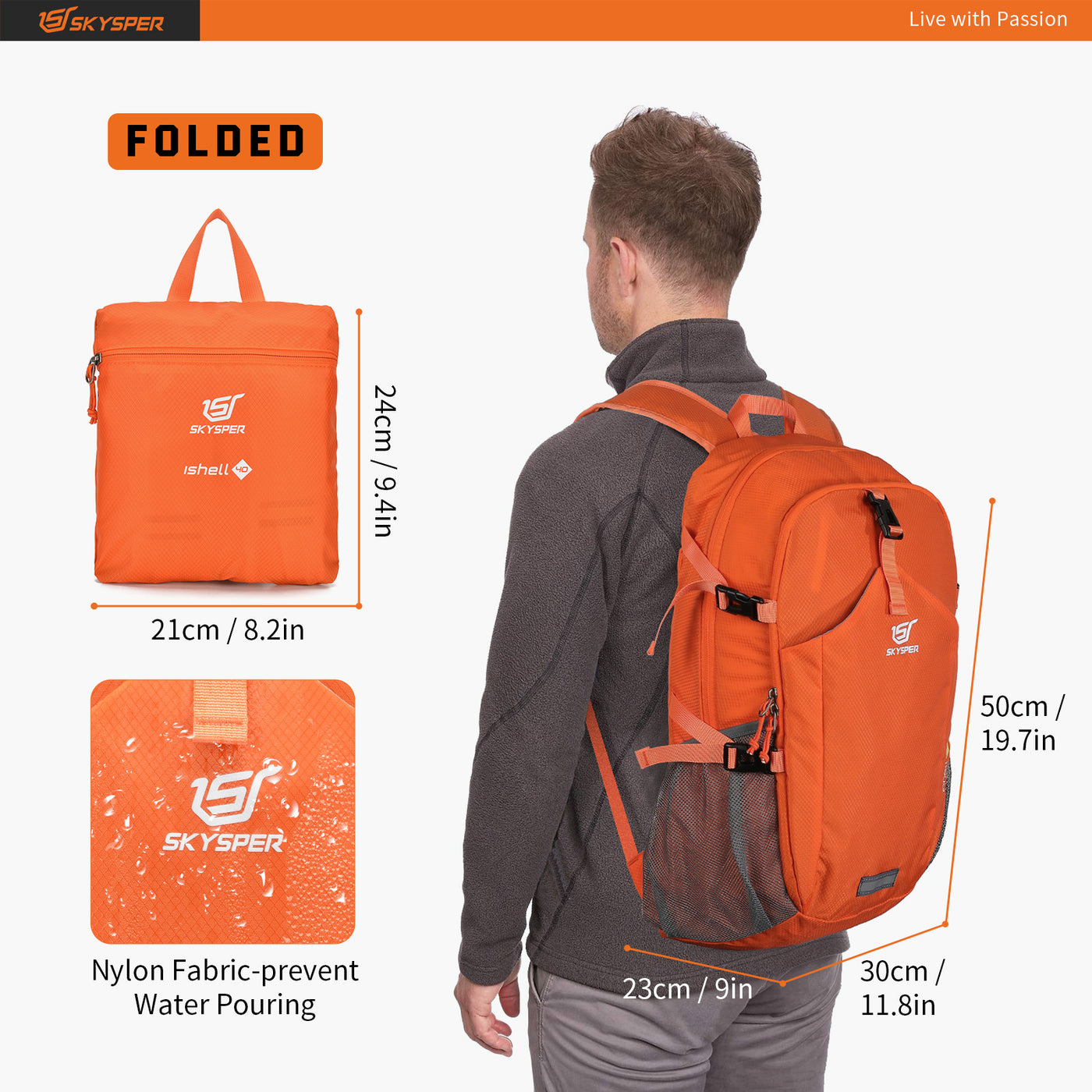 ISHELL40 - SKYSPER Lightweight Packable Backpack 40L