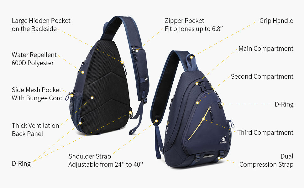 Urban X18 - SKYSPER 18L Sling Laptop Backpack Crossbody Daypack Chest Bag