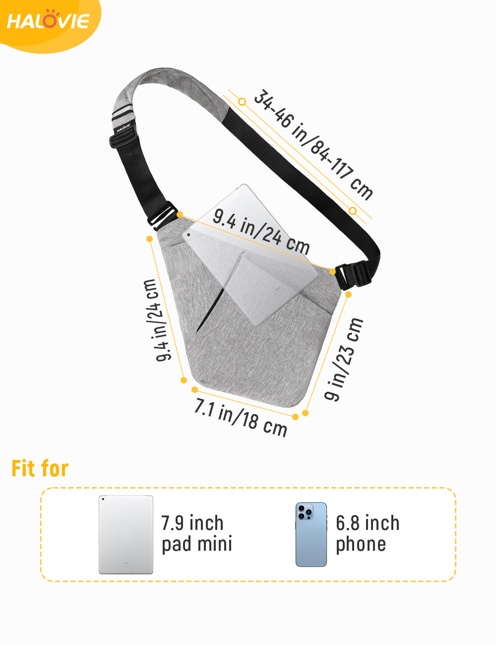 URBAN Q3-HALOVIE Anti Theft Bag Travel Slim Bags RFID Blocking Backpack Sling Bag Crossbody Purse for Women Men