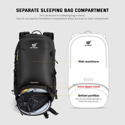 SKYSPER BOGDA40L - 40L Hiking Camping Backpack with Waterproof Rain Cover