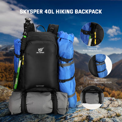 SKYSPER BOGDA40L - 40L Hiking Camping Backpack with Waterproof Rain Cover