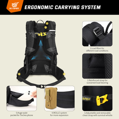 SKYSPER LANTC40L - Hiking Backpack 40L Waterproof Lightweight Daypack