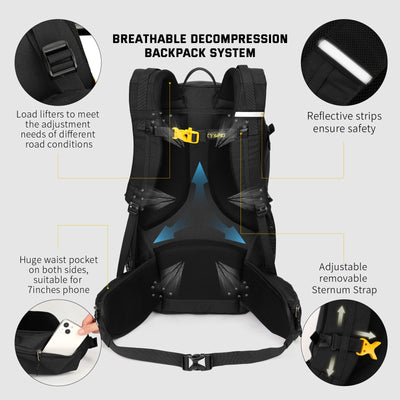 SKYSPER BOGDA40L - 40L Hiking Camping Backpack with Waterproof Rain Cover