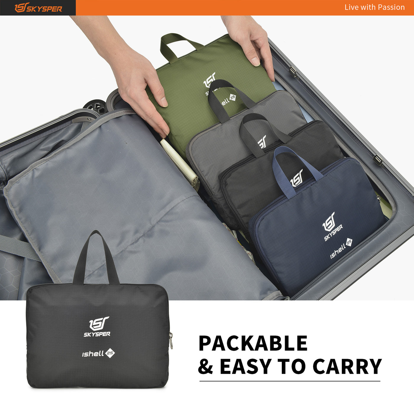 SKYSPER ISHELL25 - Lightweight Packable Backpack 25L