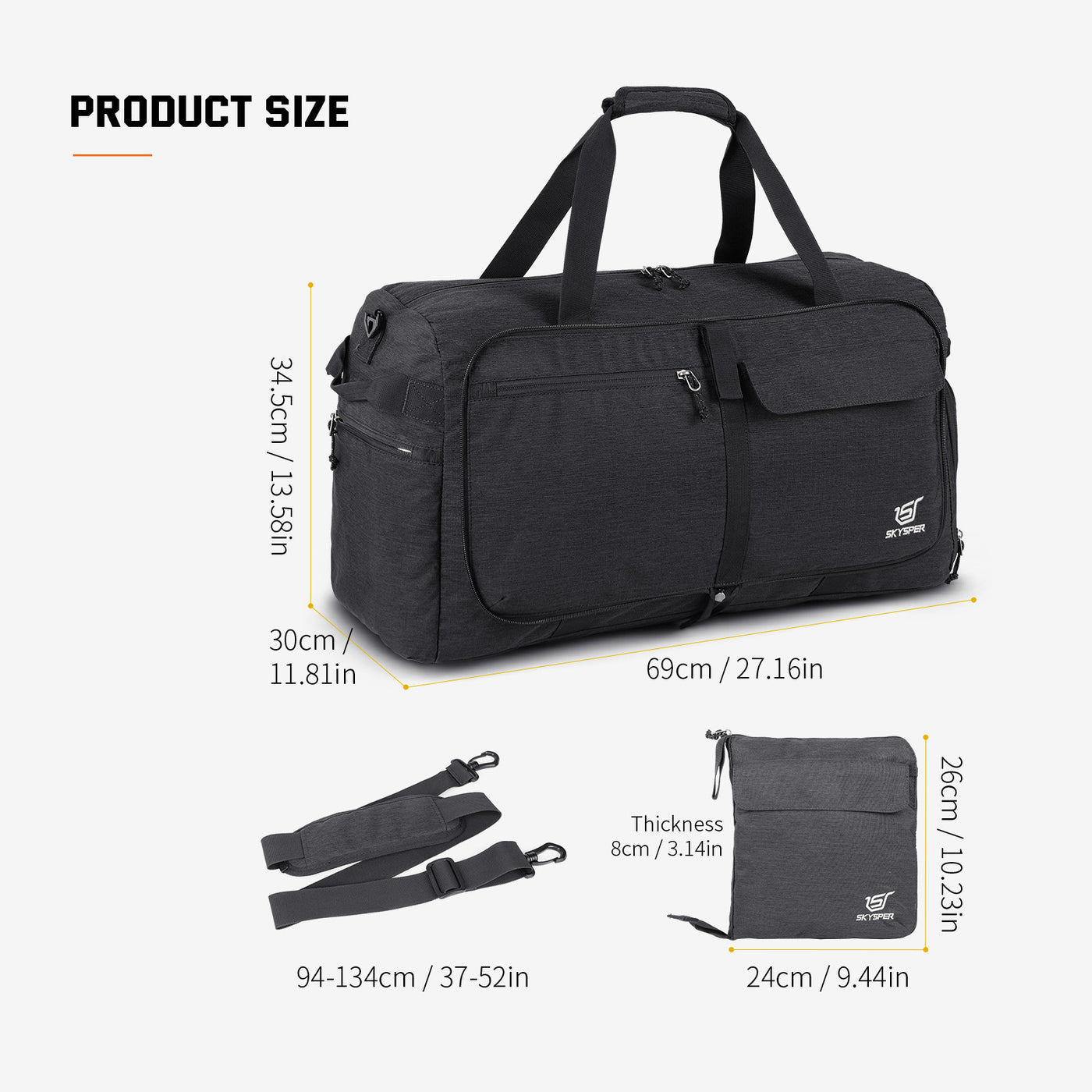 ISPORT65 - SKYSPER 27" Foldable Travel Duffle Bag 65L