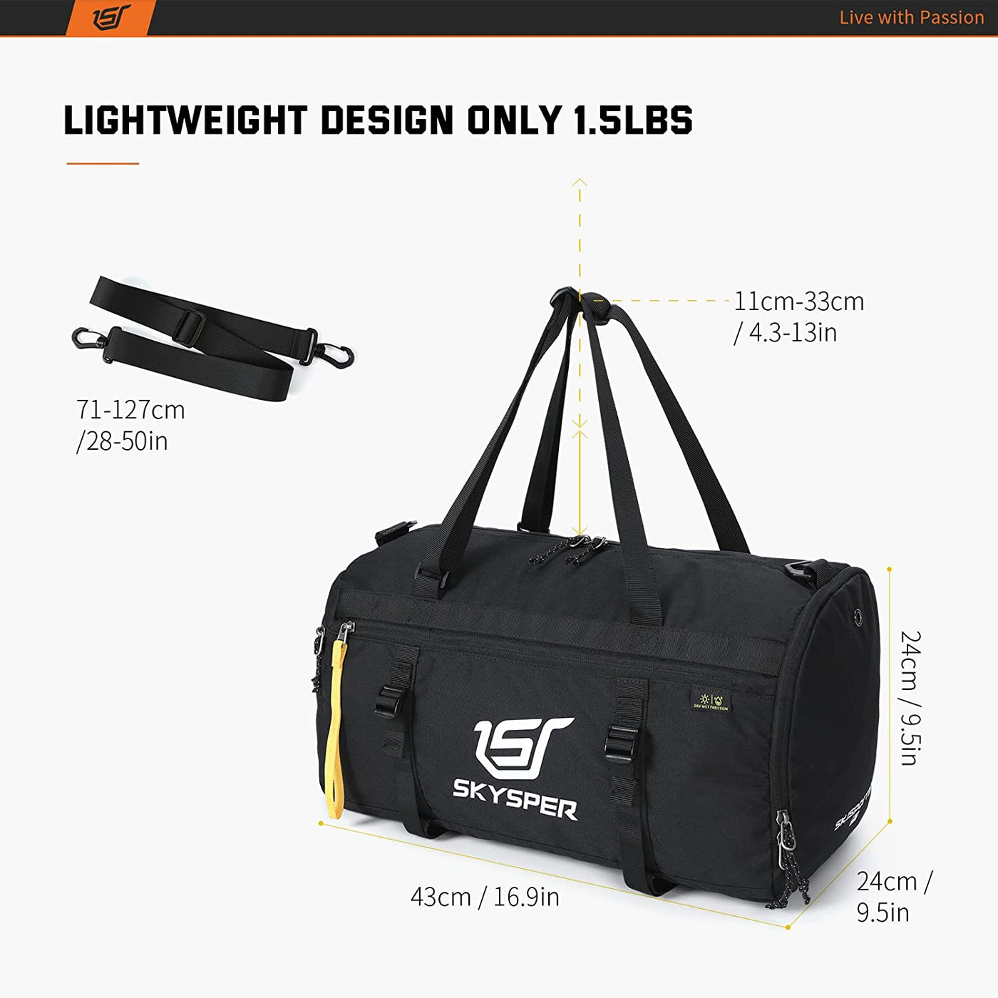 ISPORT30 - SKYSPER 30L Small Sports Gym Duffel Bag