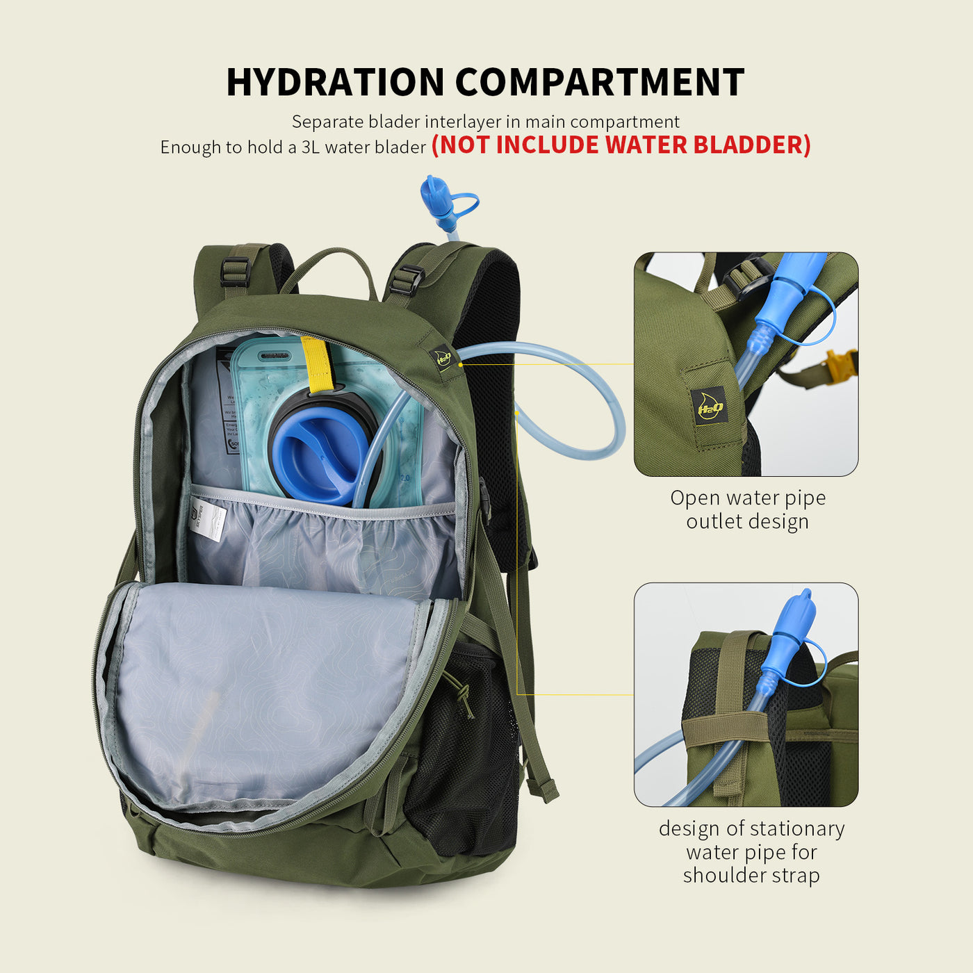 BOGDA35- SKYSPER 35L Hiking Daypack with Waterproof Rain Cover